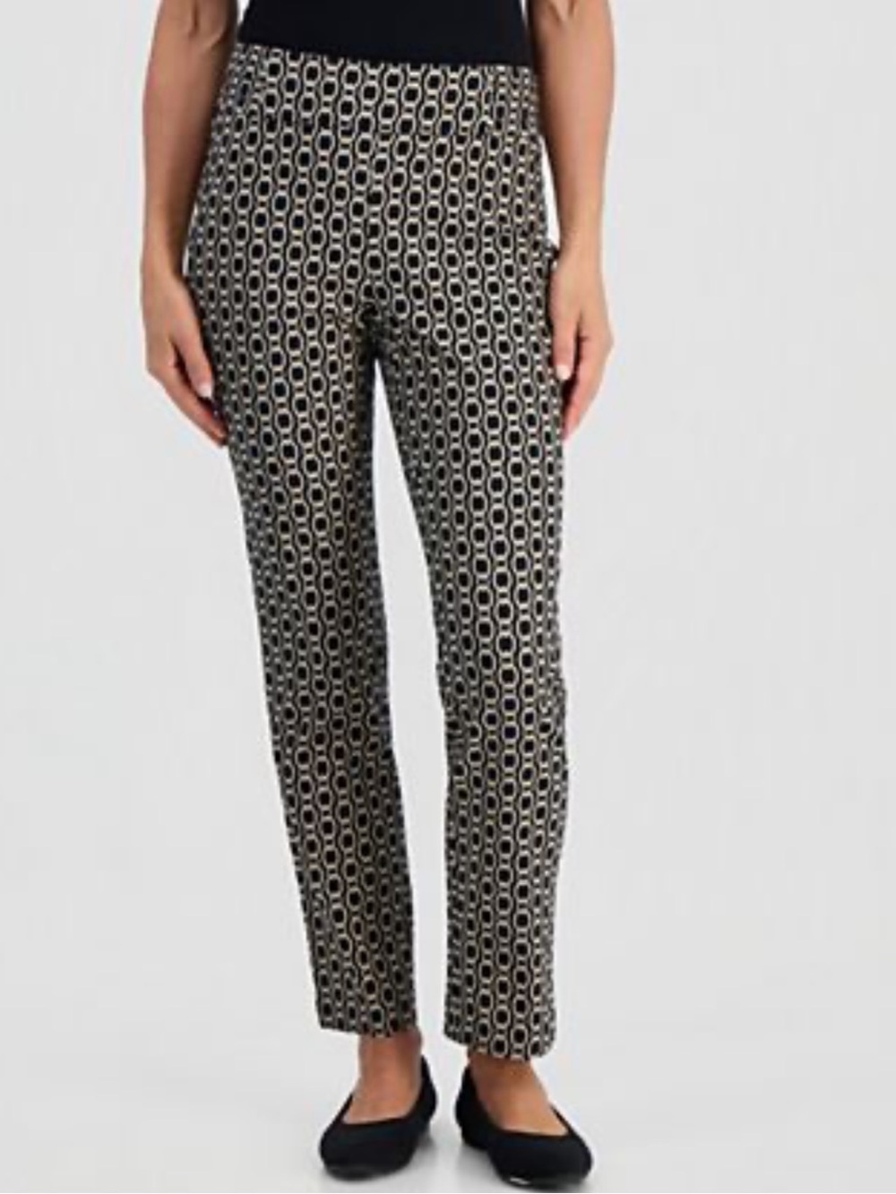 J. Crew Winnie Side Zipper Geometric Navy Print Pants